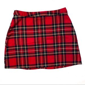Primark Red plaid mini skirt